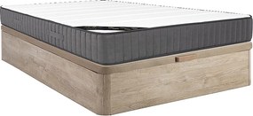 Zestaw 160 x 200 cm stelaż ze skrzynią naturalny jasny + materac hybrydowy o grub. 26 cm z 7-strefowymi sprężynami kieszeniowymi i pianką wysokoelastyczną - AUDACE marki PALACIO