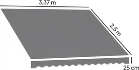 Outsunny Zamiennik materiału markizy – osłona przeciwsłoneczna UPF 50+ do ramy 3,5 x 2,5 m, ciemnoszary | Aosom PL