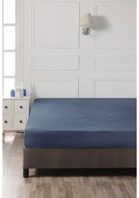 Ciemnoniebieskie bawełniane prześcieradło z gumką 140x200 cm – Mijolnir