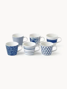 Komplet kubków z porcelany Pacific Blue, 6 elem.