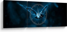 Obraz lecącej sowy (z zegarem) (90x30 cm)