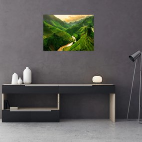 Obraz na szkle - Tarasy ryżowe Mu Cang Chai (70x50 cm)