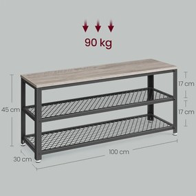 Półka na buty E1078 GREY, szary, 2 półki