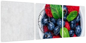 Obraz- miska z leśnymi owocami (z zegarem) (90x30 cm)