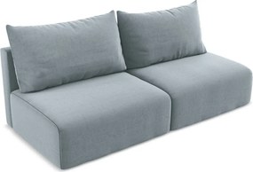 Niebieska aksamitna rozkładana/ze schowkiem sofa 216 cm Kalena – Makamii