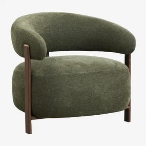 Zestaw 2 Foteli Jolie Z Tkaniny Szenilowej Ciemna Czerń & Szenil Sage Green - Sklum