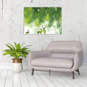 Obraz - Jeleń w lesie (70x50 cm)