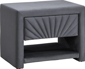 Zestaw 2 szafek nocnych - 1 szuflada i 1 wnęka - Welur - Antracytowy - ULAMI