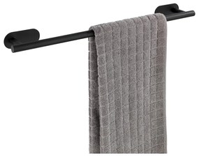 Matowy czarny ścienny uchwyt na ręczniki ze stali nierdzewnej Wenko Orea Rail Turbo-Loc®
