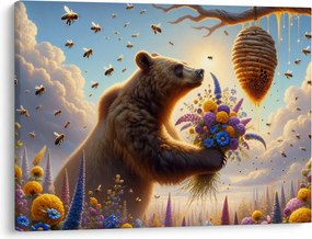 Obraz - Niedźwiedź i pszczoły (70x50 cm)