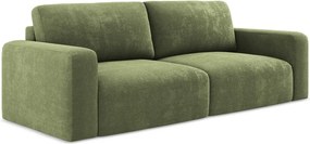 Zielona rozkładana/ze schowkiem sofa z tkaniny szenilowej 252 cm Kona – Makamii