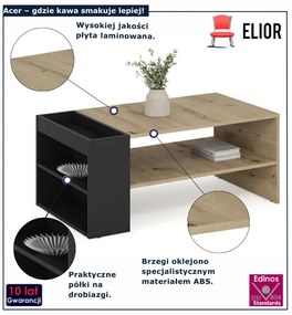Ława kawowa dąb artisan + czarny G9-M07