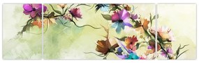 Obraz - malowidło pnącej się kwiaty (170x50 cm)