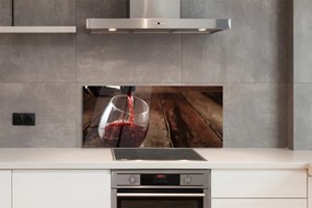 Panel szklany do Kuchni Degustacja Wina na Drewnie
