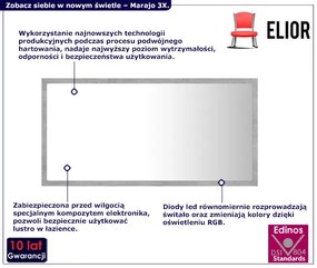 Prostokątne szare lustro wiszące LED - Marajo 3X