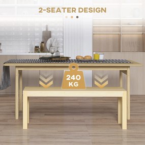 HOMCOM Drewniana ławka kuchenna 3-osobowa z drewna sosnowego 120x33x45 cm naturalny kolor | Aosom PL