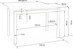 Rozkładany stół do jadalni Tiago Halmar, dąb hikora / kaszmir
