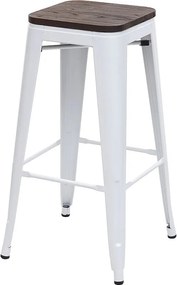 Stołek barowy MCW-A73 Metalowy, sztaplowany,  biały