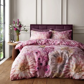 Różowa pościel jednoosobowa 135x200 cm Rosemoor Floral – RHS