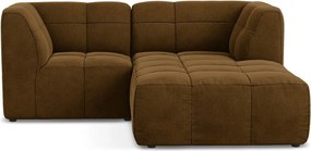 Musztardowy aksamitny narożnik (prawostronny/z szezlongiem) Aloha – Makamii