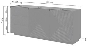 Komoda z szufladami Asha 167 cm - biały mat