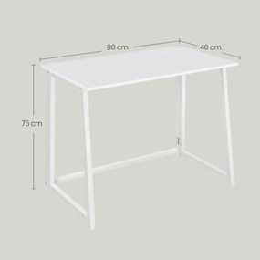 Zestaw do biura – składany stół ZARIMO 80×40 cm biały + krzesło biurowe AVOLA VELVET jasnobrązowe