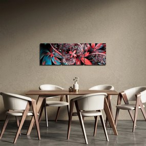Abstrakcyjny obraz egzotycznych kwiatów (z zegarem) (90x30 cm)