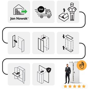 Szafa na dokumenty biurowa metalowa szara: JAN H, 900 x 1950 x 400 mm