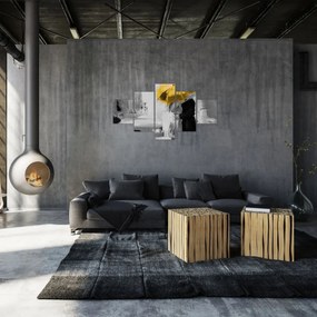 Obraz - Zakochana para pod parasolem, żółty (125x70 cm)