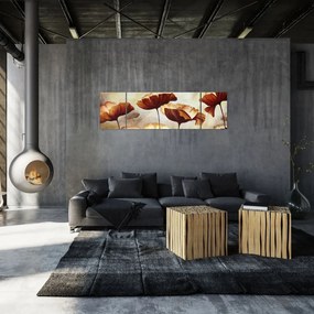 Obraz czerwonych kwiatów (170x50 cm)