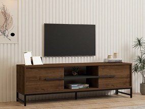 Elegancka szafka pod TV – 160 cm – orzech – płyta wiórowa pokryta melaminą