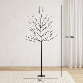 HOMCOM Drzewko kwitnącej wiśni LED 180 cm z 200 LED, sztuczne świecące drzewko z 20 giętkimi gałązkami, dekoracja świąteczna | Aosom PL