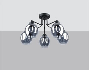 Czarna lampa sufitowa ze szklanym kloszem 59x59 cm Garten – Sollux