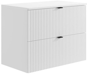 Szafka pod umywalkę wisząca ryflowana z blatem - Biały - szer. 80 cm - ZEVINI