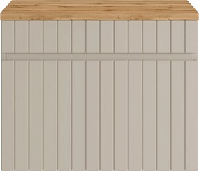 Wisząca szafka podumywalkowa prążkowana beżowa z blatem - 60 cm - SATARA