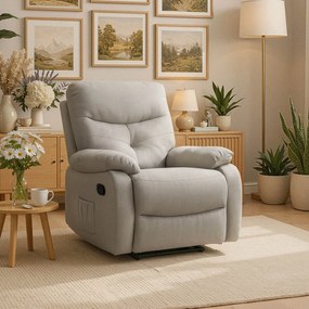 Fotel Masujący INTER 2 Rozkładany z Podnóżkiem Szary Nowoczesny