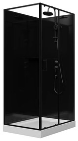 Kabina prysznicowa prostokątna - Dwustronny montaż - Czarny - szer. 110 x gł. 80 x wys. 225 cm - ZODANI