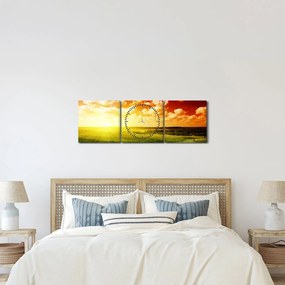 Obraz letniej łąki (z zegarem) (90x30 cm)