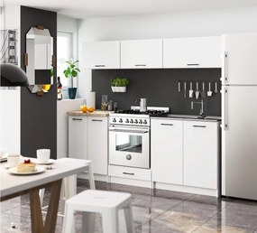 Zestaw kuchenny AKORD OLIWIA G1 2.0m Biały 200 cm 8 drzwi kolor Biały mat 6 półek 200x46x174 cm