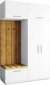 Masseno Garderoba REMA 150/240/60 cm Nowoczesna Szafa do Przedpokoju Biała, MONOLITH 48 (Żółty)