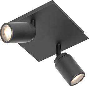 Nowoczesny reflektor łazienkowy czarny kwadratowy 2-światła IP44 - Ducha