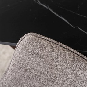 Zestaw Stół Rozkładany Ceramiczny ALICANTE 160-200 cm Czarny/Orzech i 4 Krzesła Tapicerowane EDRICK Brązowe