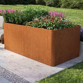 PRIMEYARD 200 x 107 x 80 cm Grządka podwyższona, stal corten, optyka rdzy, z perforowaną podłogą - (GFPV00823)