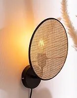 Kinkiet do salonu OLME, rattanowa plecionka, Ø 27 cm