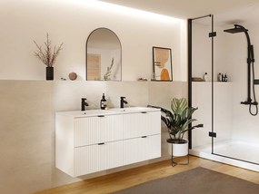 Podwieszana szafka łazienkowa prążkowana - Matowy biały - 120 cm - ZEVINI