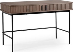 Biurko Rozsuwane TRISH 120 cm Orzech Ryflowane Nowoczesne Loft