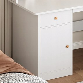 Białe biurko z półkami 120x43x165 cm - Funkcjonalny i elegancki skandynawski design