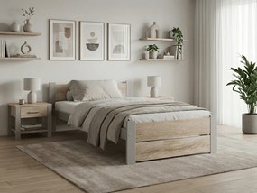 Łóżko IKAROS DOUBLE 90 x 200 cm, dąb sonoma/szary Stelaż: Bez stelaża, Materac: Materac Deluxe 10 cm