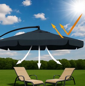 Składany parasol ogrodowy Floriva YN7011-LG, jasny szary