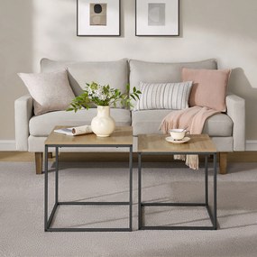 Stolik kawowy kwadrat 2szt - sonoma / nogi czarne